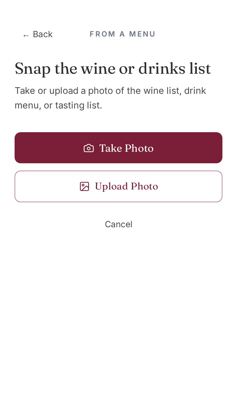 Pair It & Share It menu scanner: snap the wine or drinks list